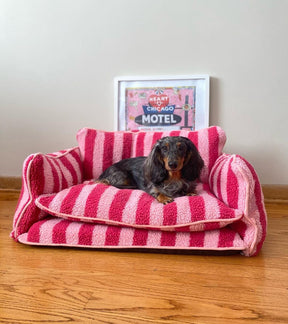 BABEECATS Trendy Striped Faux Lambswool Double Layer Dog & Cat Sofa Bed