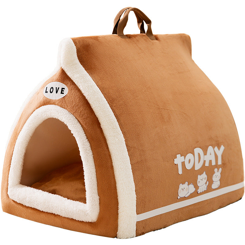 Toast Bread Cat Bed ,Semi Closed  Warm Cat Nest