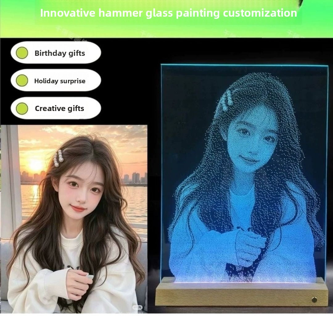 Hammering Glass Painting Trendy Hammer Painting  High-end Gift Customize