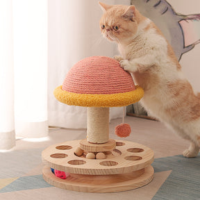 Solid Wood Turntable Cat Toy Sisal Grinding Claw Amusing