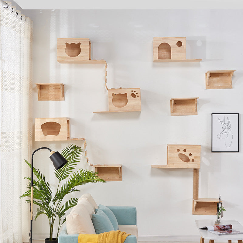 Wall mounted cat climbing frame