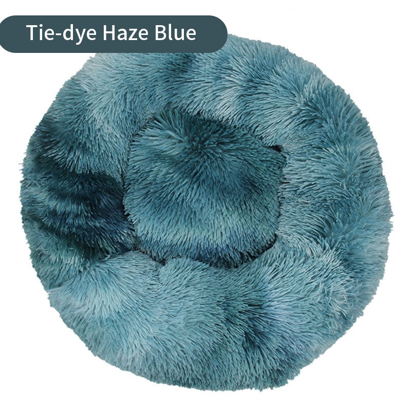 BABEECATS Long Tie-Dye Plush Round Pet Mat Cat Nest