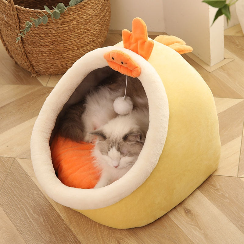 Animal Shape Series Cat Bed，Soft Tent Cat House