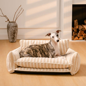 BABEECATS Trendy Striped Faux Lambswool Double Layer Dog & Cat Sofa Bed