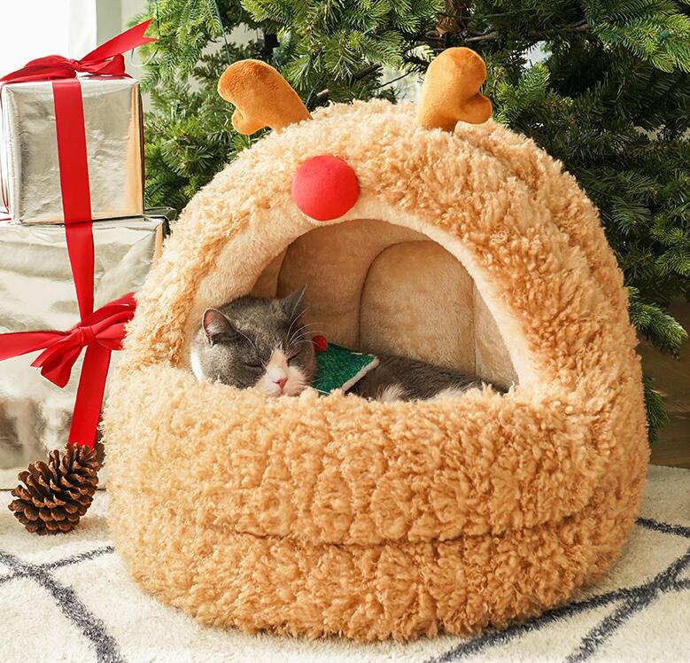 BABEECATS Elk Yurt Cat Nest Semi-enclosed Removable and Washable Pet Nest