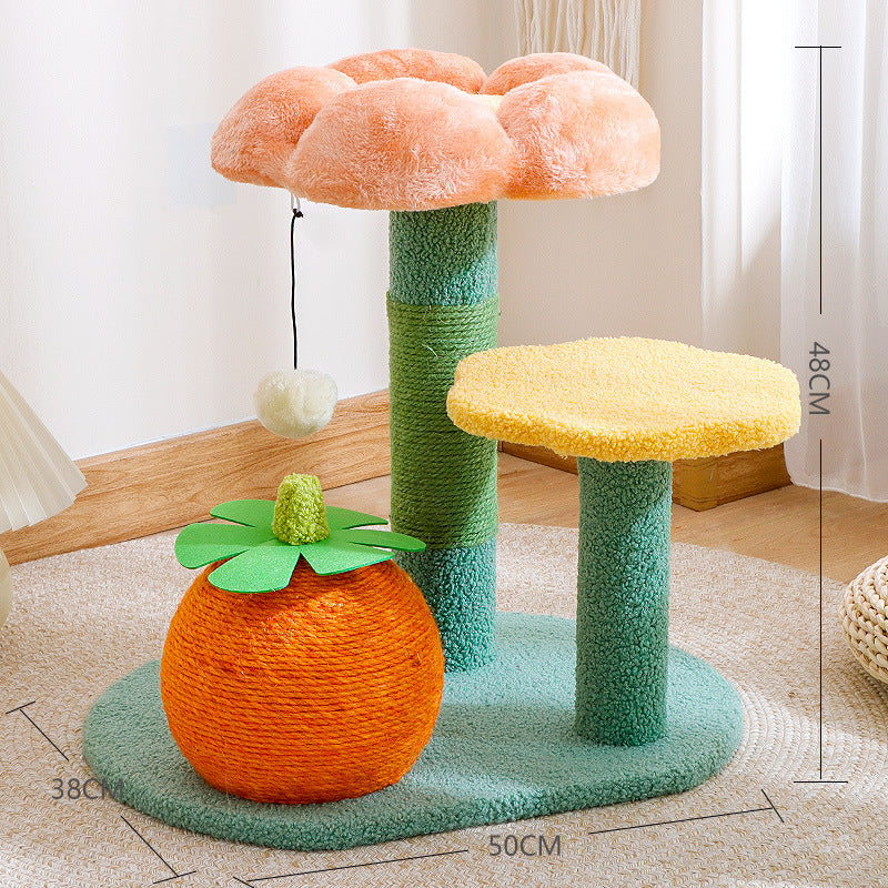 BABEECATS Orange&Flower Small Cat Tree