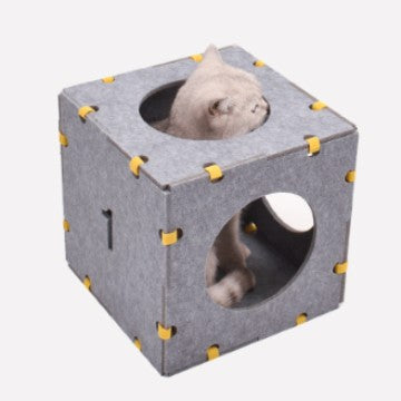 BABEECATS Stack & Play Modular Cat Adventure Cubes – Scratch-Resistant Felt Playhouse