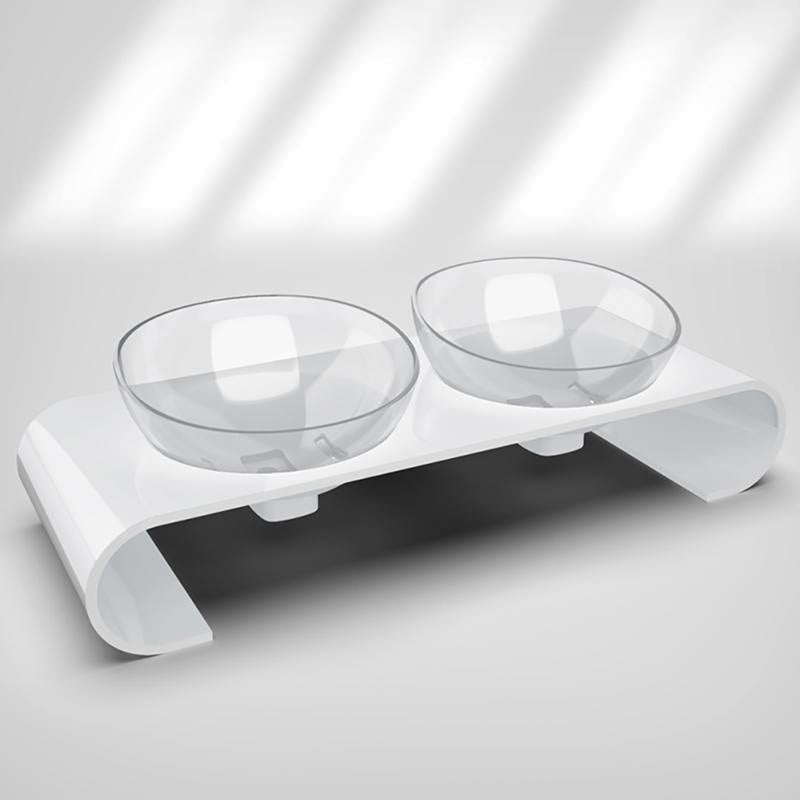 Cat Double Bowls,Transparent Bowl With Base Stand