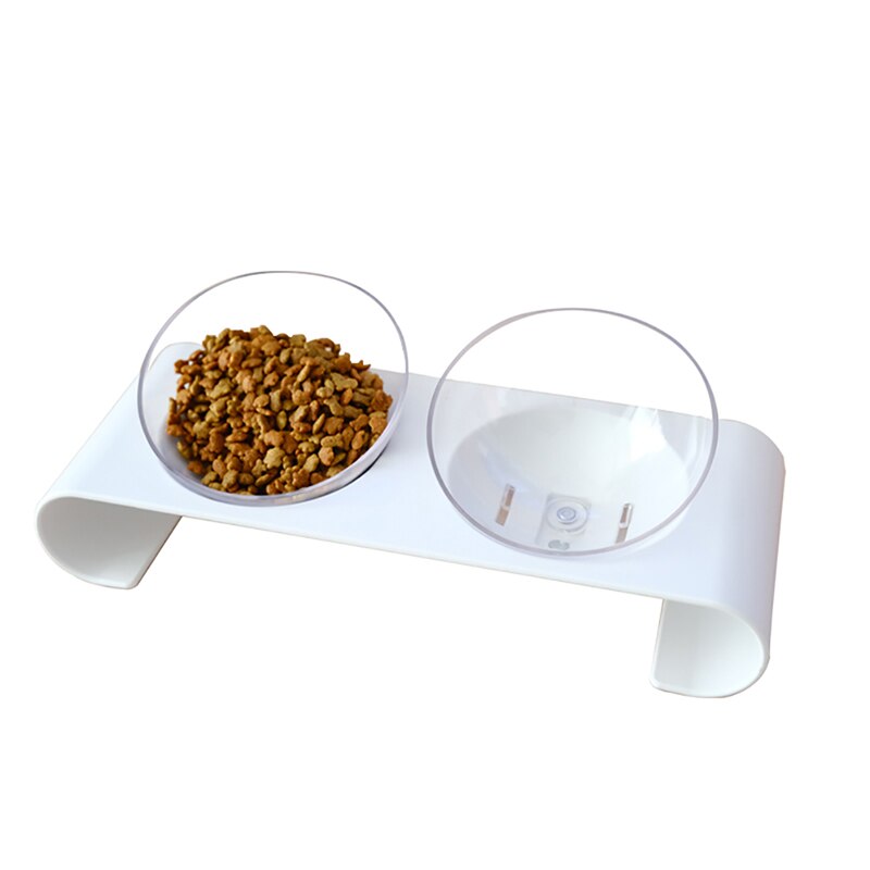 Cat Double Bowls,Transparent Bowl With Base Stand