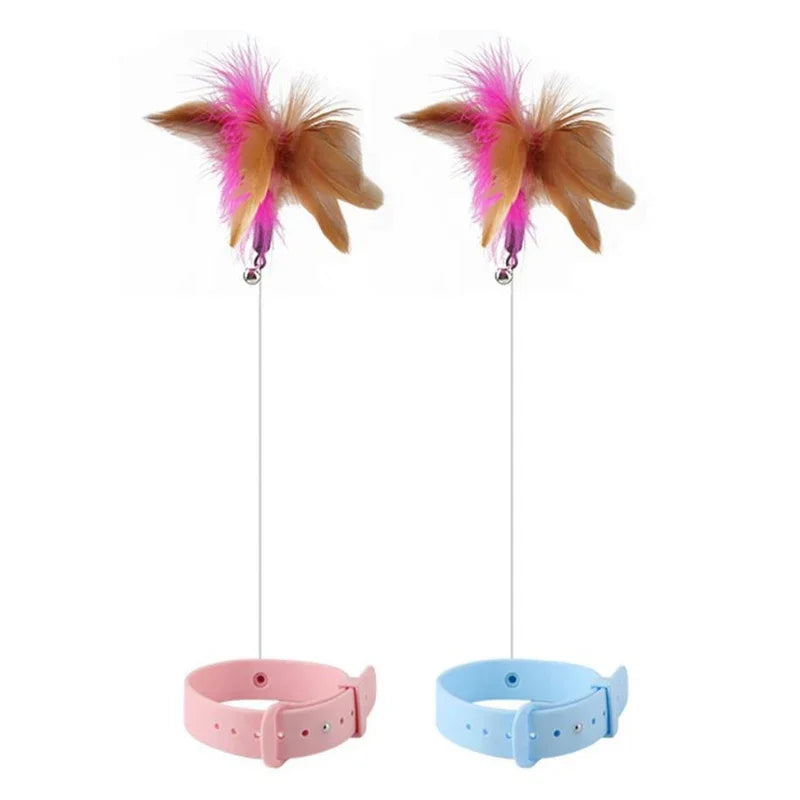 BABEECATS Cat Self-fun Toy,Feather Teaser Stick