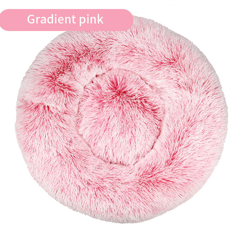 BABEECATS Long Tie-Dye Plush Round Pet Mat Cat Nest