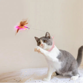 BABEECATS Cat Self-fun Toy,Feather Teaser Stick