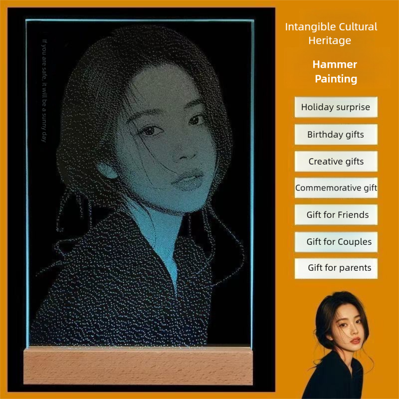 Hammering Glass Painting Trendy Hammer Painting  High-end Gift Customize
