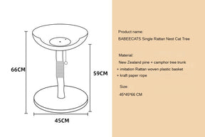 BABEECATS Single Rattan Nest Cat Tree