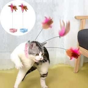 BABEECATS Cat Self-fun Toy,Feather Teaser Stick