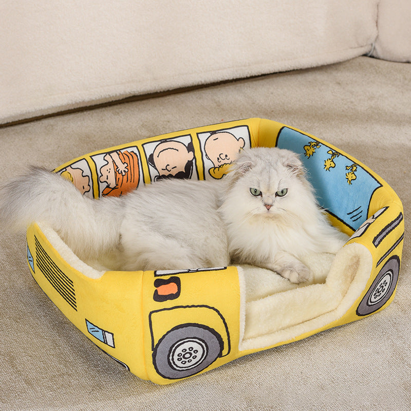 BABEECATS Cute Bus Shaped Foldable Cat Nest