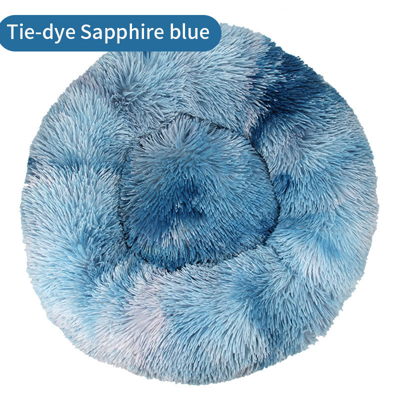 BABEECATS Long Tie-Dye Plush Round Pet Mat Cat Nest