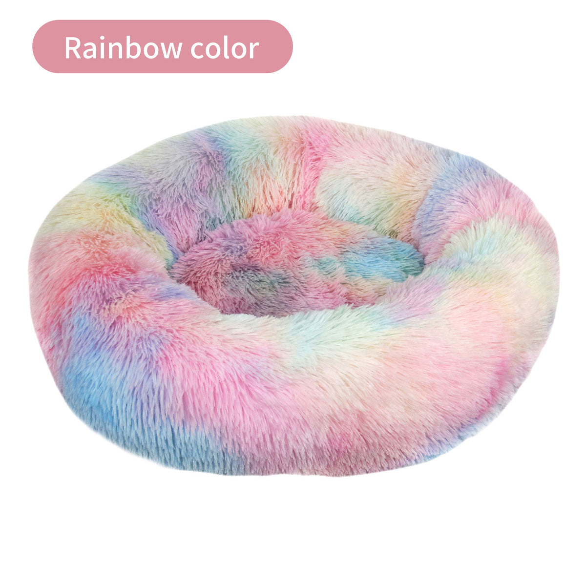 BABEECATS Long Tie-Dye Plush Round Pet Mat Cat Nest