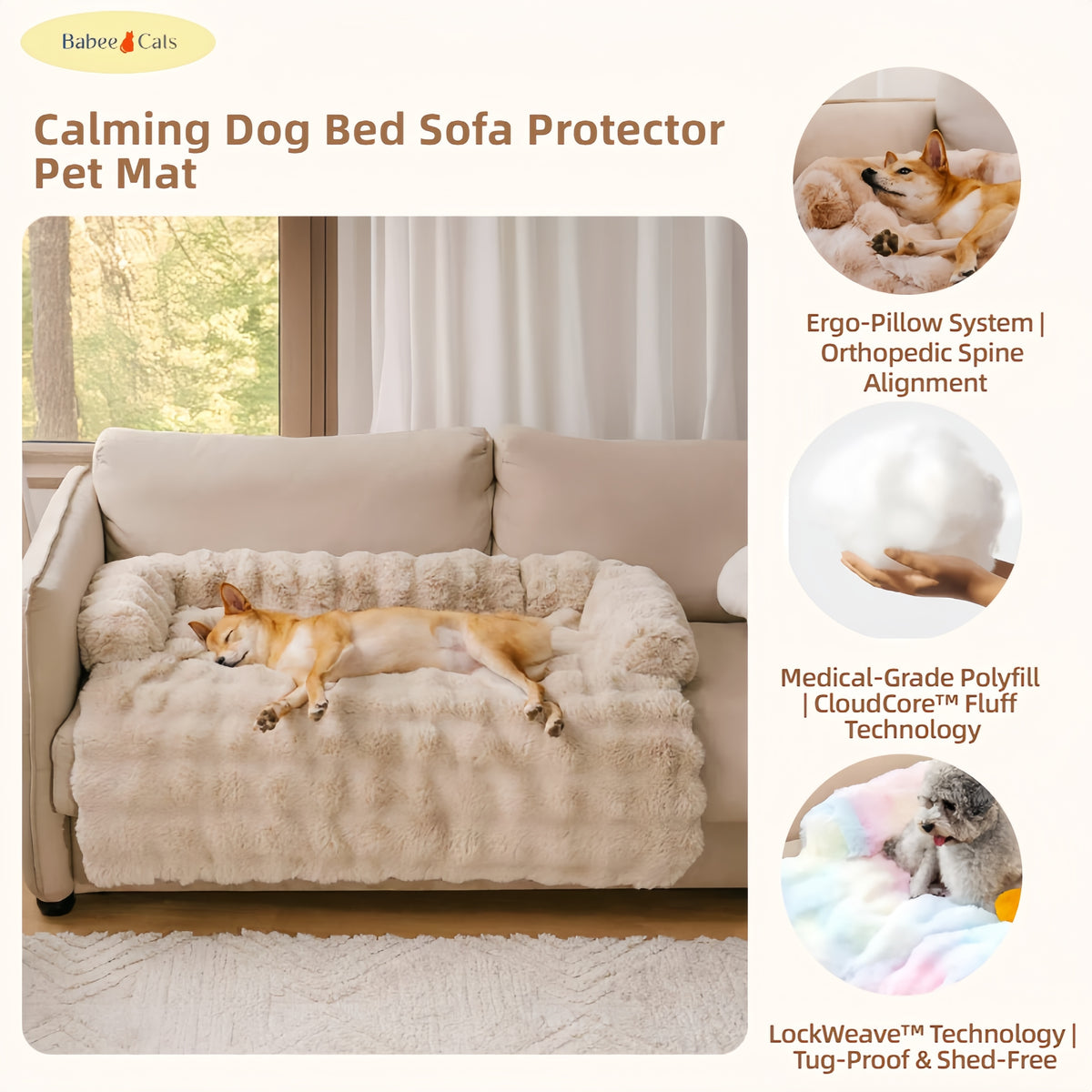 BABEECATS Calming Dog Bed Sofa Protector Pet Mat