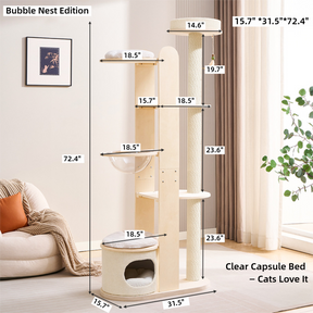 Minimalist Wooden Cat Tower — Modern Multi-Level Cat Tree