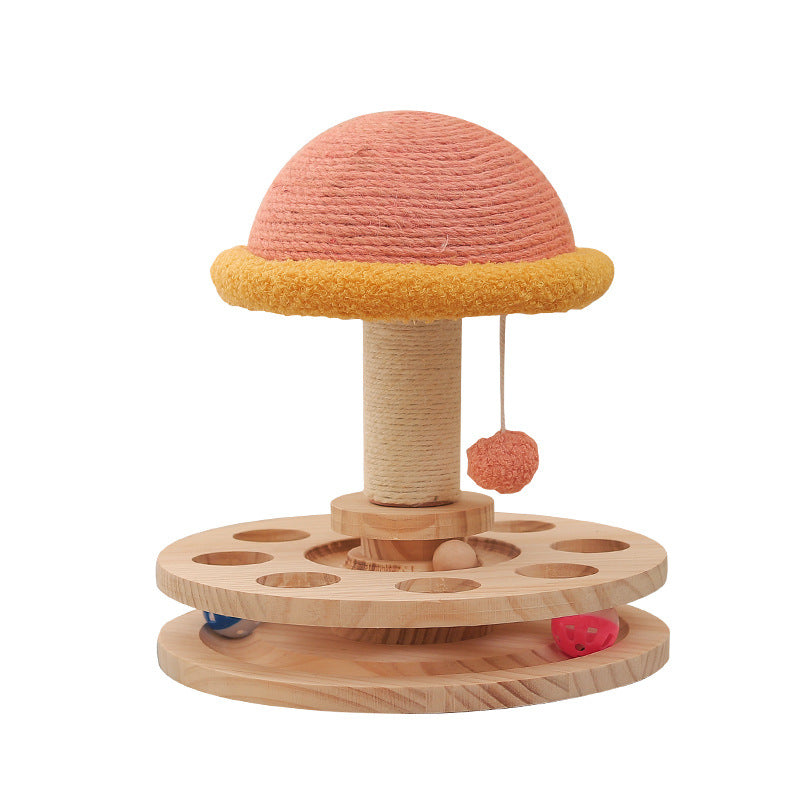 Solid Wood Turntable Cat Toy Sisal Grinding Claw Amusing