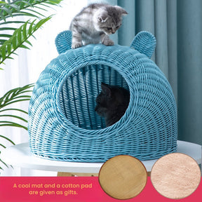 BABEECATS Manual Cat Nest Imitating Rattan Weaving