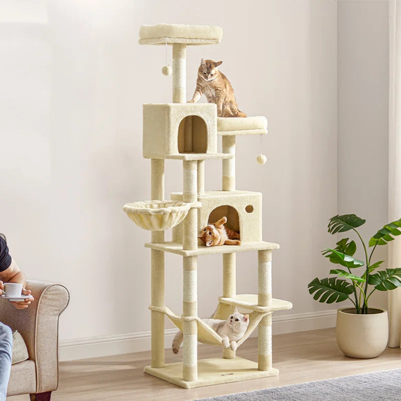 BABEECATS 78.3" Multi-Level Cat Tree with Cat Scratching Posts, Warm Cat Condo