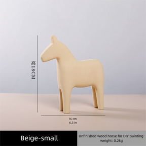 Swedish Dala painted wooden horse ，Hand-painted crafts，Literary and artistic ornaments