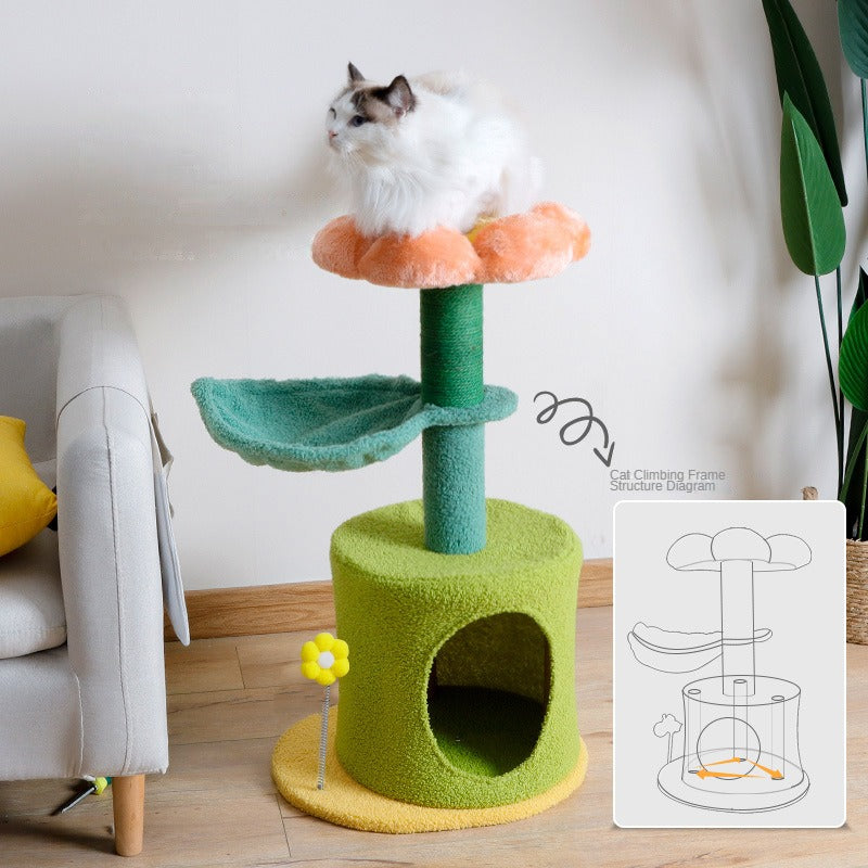 BABEECATS Orange&Flower Small Cat Tree