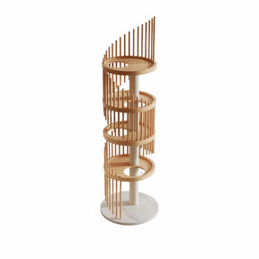 BABEECATS Cloud Ladder Cat Tree product shot, modern spiral solid wood cat furniture on white background