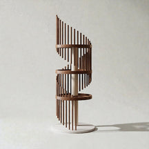 Luxury designer cat tree by BABEECATS integrated into contemporary interior design【Four Layers】Walnut Color