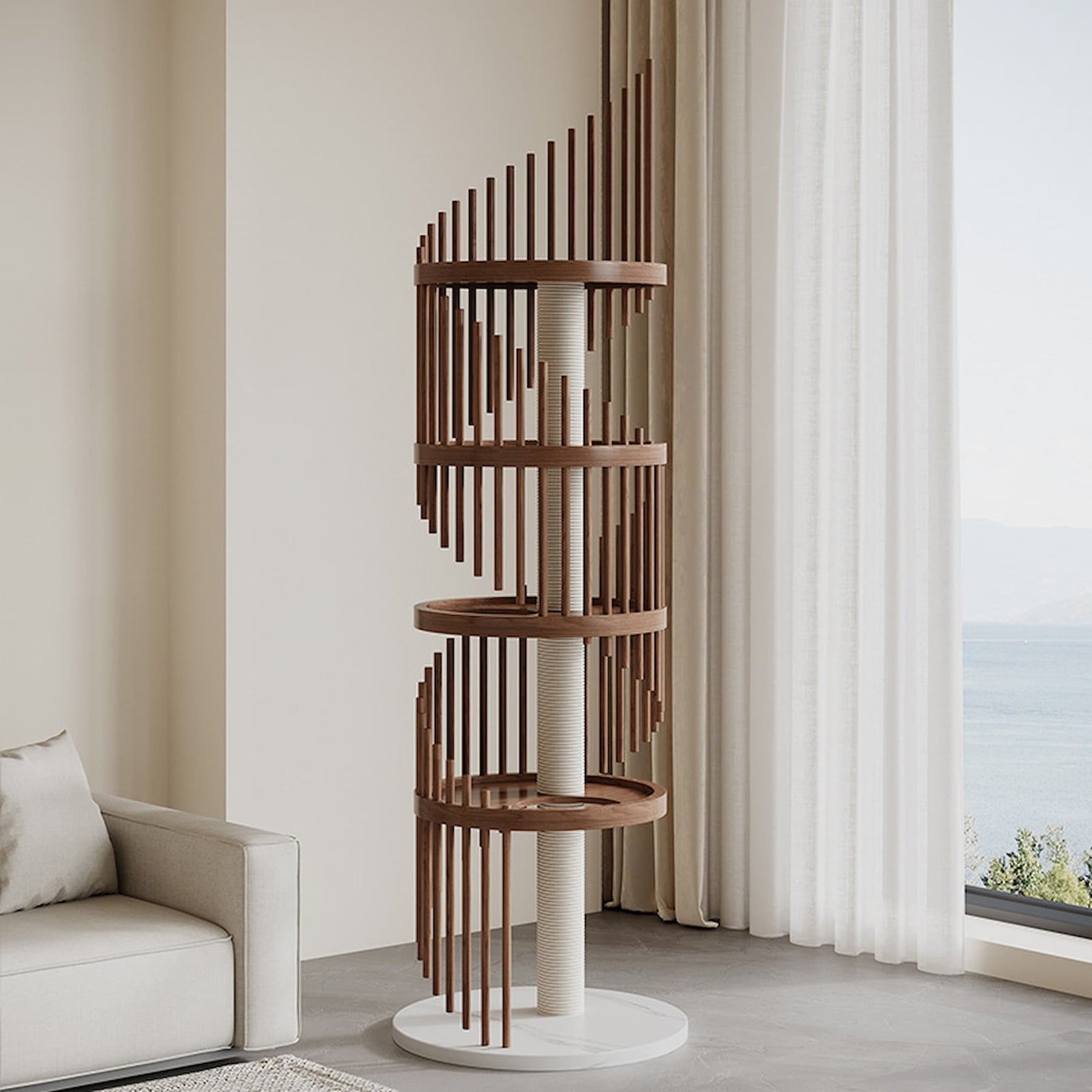 Stability structure of BABEECATS Cloud Ladder Cat Tree, reinforced round base
