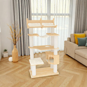 Cream Cat Tree dimension chart – 178 cm height, 90×50 cm base, suitable for large cats