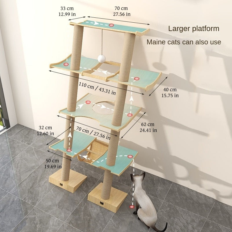 eaning Tower cat tree dimensions and structural layout