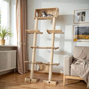 Wall-mounted Leaning Tower cat climber in Scandinavian-style home interior Type D