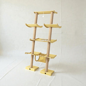 BABEECATS Leaning Tower wall-mounted cat tree in natural wood finish Type A