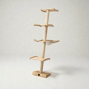 BABEECATS Leaning Tower wall-mounted cat tree in natural wood finish Type E