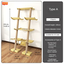 Leaning Tower cat tree height and base size measurements type A