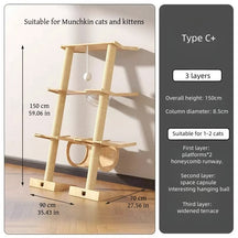 Leaning Tower cat tree height and base size measurements Type c+
