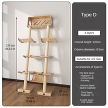 Leaning Tower cat tree height and base size measurements Type D