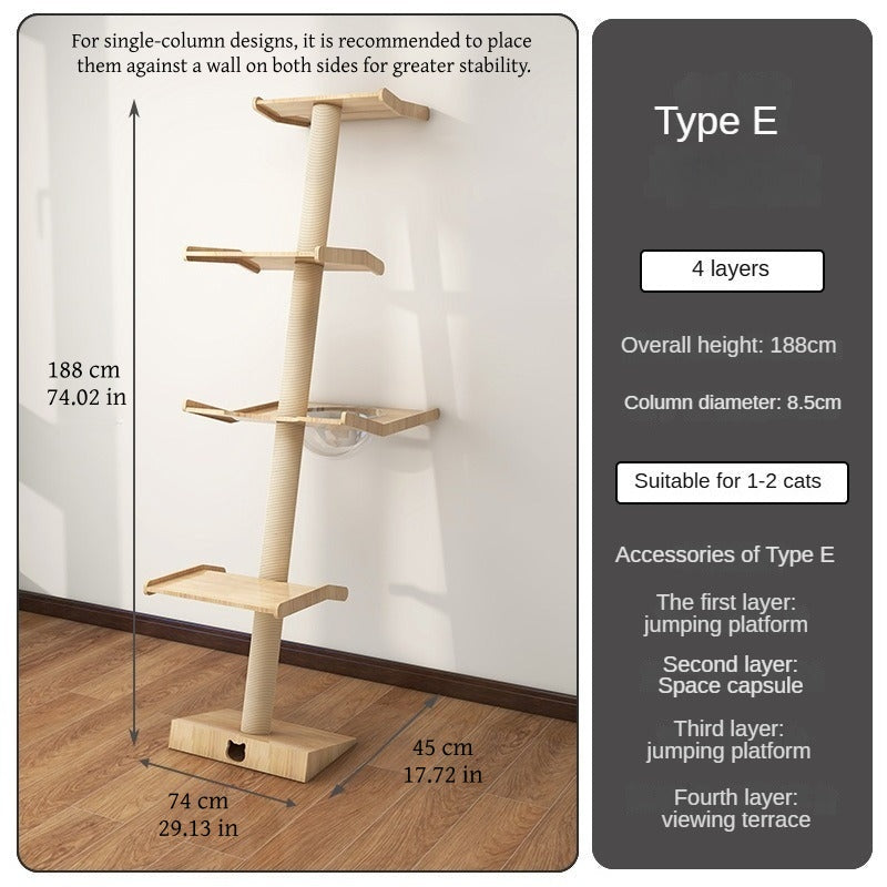 Leaning Tower cat tree height and base size measurements Type E