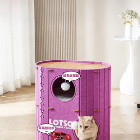 Close-up of BABEECATS felt cat cave bed side stitching and entrance details