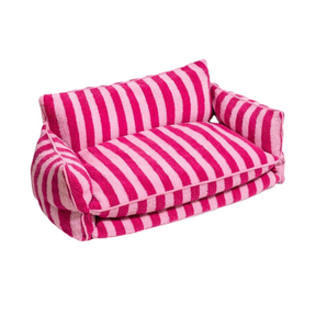 BABEECATS Trendy Striped Faux Lambswool Double Layer Dog & Cat Sofa Bed