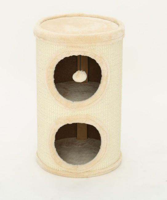 BABEECATS Beige Sisal Barrel Cat Nest