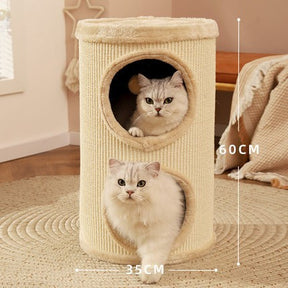 BABEECATS Beige Sisal Barrel Cat Nest