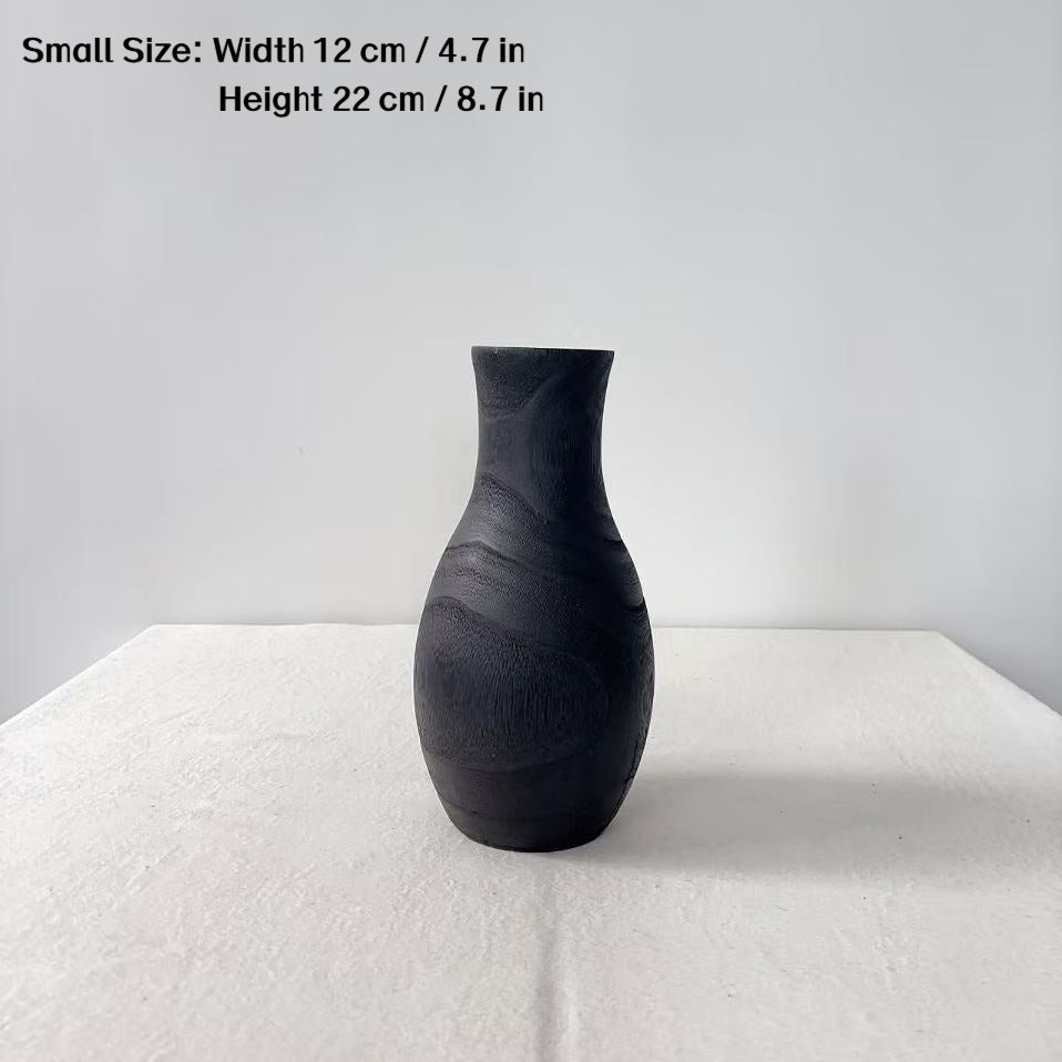 Solid Wood Vase Set – Minimalist Natural Wooden Flower Vase for Home Decor