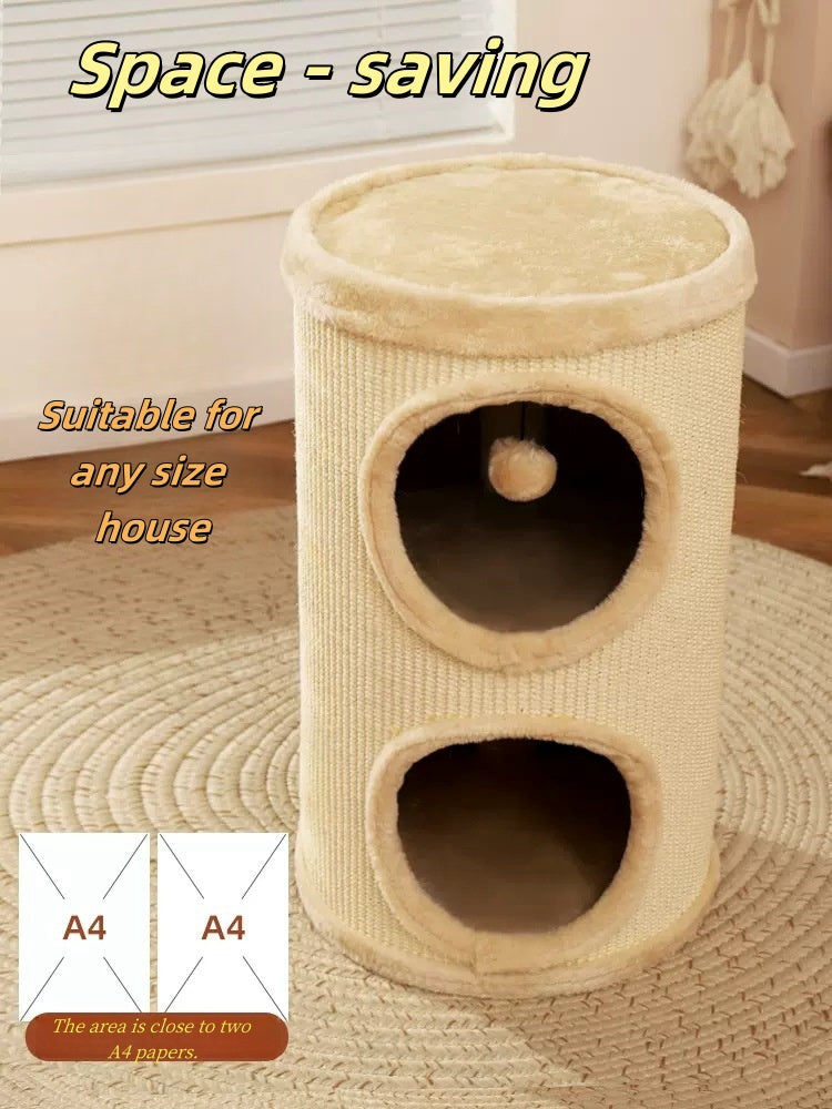 BABEECATS Beige Sisal Barrel Cat Nest