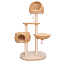 BABEECATS Rattan Nest Multi Layer Solid Wood Cat Tree