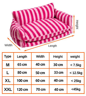 BABEECATS Trendy Striped Faux Lambswool Double Layer Dog & Cat Sofa Bed